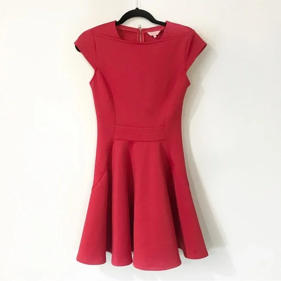 Ted Baker Red Scuba Tezz Skater Dress 1 - Picture 4 of 10